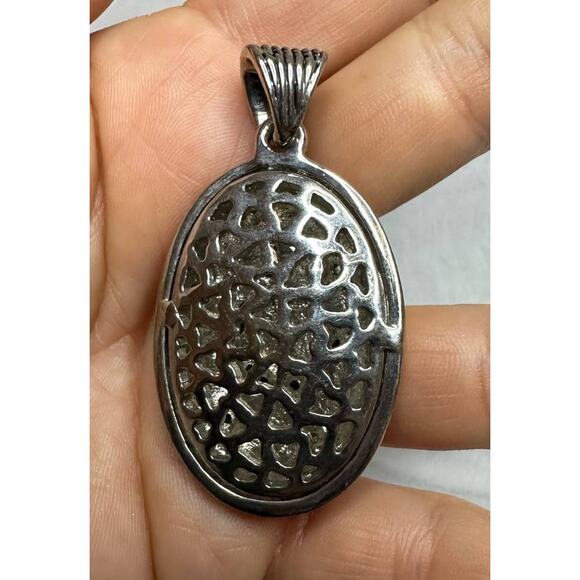 Oval Necklace Pendant Only Gold and Silver Tones - Picture 3 of 4